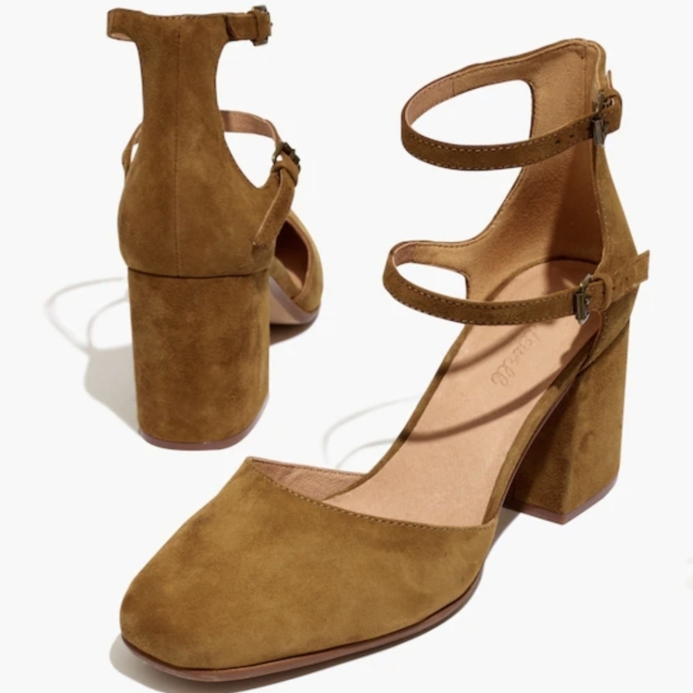 Madewell The Annalise Ankle-Strap Pump in Suede AE227 Size 6